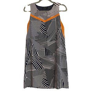 THML Shift Dress Sheath Sleeveless Dress Navy + White Women's XS